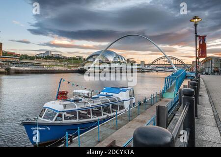 Blick auf den Fluss Tyne auf die Millenium Bridge ans Der Salbei Stockfoto