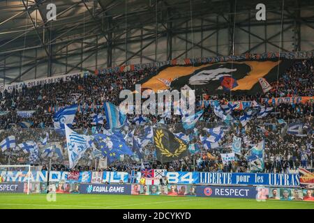 Marseille Fans während der UEFA Europa League Runde des Fußballspiel 16, Olympique de Marseille gegen Athletic Club Bilbao im Stade Vélodrome in Marseille, Frankreich am 8. März 2018. Foto von Guillaume Chagnard/ABACAPRESS.COM Stockfoto