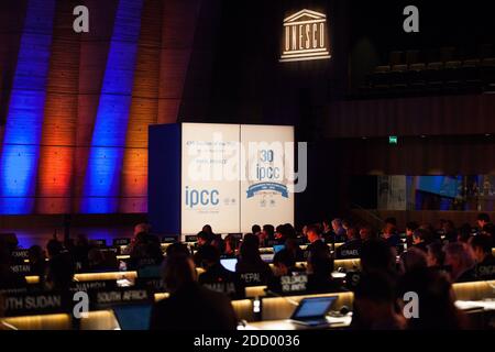 Atmosphäre bei der UNESCO während des 30. Jahrestages des IPCC bei der UNESCO versammelten sich 500 Mitglieder und 100 Vertreter von Staaten auf Einladung des französischen Umweltministers Nicolas Hulot in Paris. Paris (Frankreich), 13. märz 2018. Foto von Pierre Gautheron/ABACAPRESS.COM Stockfoto