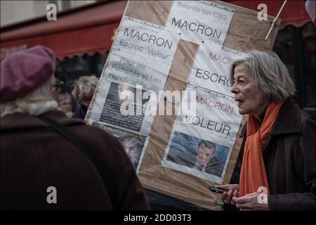 Französische Rentner nehmen an einer Demonstration Teil. Sie protestieren gegen das Regierungsprojekt, sie mehr zu besteuern (Erhöhung der CSG). Am 15. März 2018 in Paris, Frankreich. Foto von Khanh Renaud/ABACAPRESS.COM Stockfoto