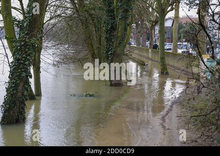 Die Flut von La Marne in Joinville-Le Pont bei Paris, Frankreich, am 28. Januar 2018 Foto von Henri Szwarc/ABACAPRESS.COM Stockfoto