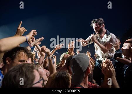 File photo of Foals in concert at Paleo Festival in Nyon, Schweiz on July 18, 2017. Foto von Loona/ABACAPRESS.COM Stockfoto