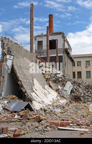 Alte Fabrik Gebäude Abriss Stahlbalken Struktur Stockfoto