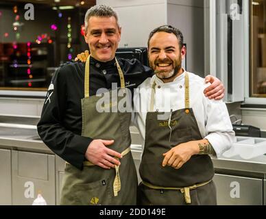 Das Team des Küchenchefs im Hotel Alàbriga, Sant Feliu de Guíxols, Spanien Stockfoto