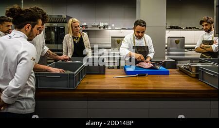 Küchenteam im Hotel Alàbriga, Sant Feliu de Guíxols, Spanien Stockfoto