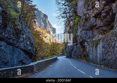Gorges de la Bourne, der Bourne Canyon in der Nähe von Villard de Lans, Vercors in Frankreich, Europa Stockfoto