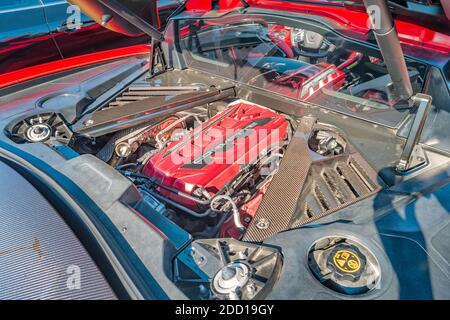 Motor einer Corvette Stingray C8 Stockfoto