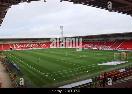 Gesamtansicht des Keepmoat-Stadions, Heimat von Doncaster Rovers Stockfoto