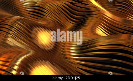 Welliges Gold Luxus Bands Hintergrund, 3d Rendering Illustration Stockfoto