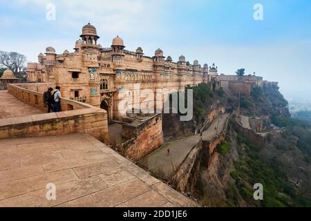 Gwalior Fort oder Gwalior Qila ist ein Hügel Fort in Gwalior Stadt in Madhya Pradesh Zustand, Zentralindien Stockfoto