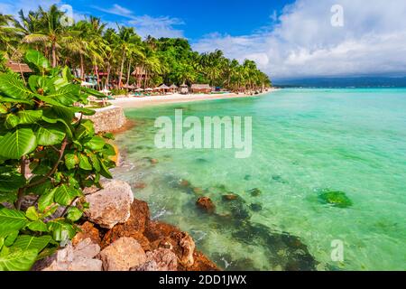 Boracay Insel Strand Luftpanorama Ansicht in Philippinen Stockfoto