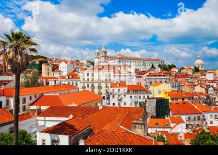 Lissabon Stadtbild aus der Luft Panoramablick. Lissabon oder Lissabon ist die Hauptstadt und die größte Stadt Portugals. Stockfoto