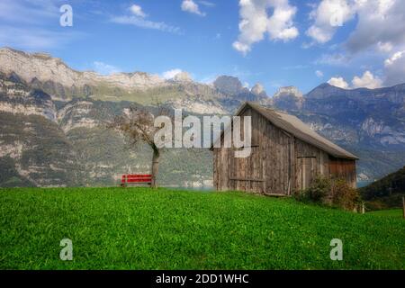 Walensee, Quarten, St. Gallen, Schweiz, Europa Stockfoto