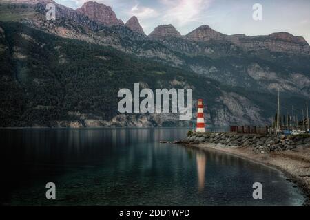 Walensee, Quarten, St. Gallen, Schweiz, Europa Stockfoto