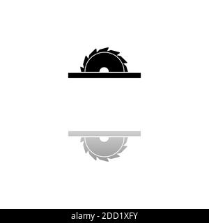Kreissägeblätter. Schwarzes Symbol auf weißem Hintergrund. Einfache Illustration. Symbol Für Flachen Vektor. Spiegelungsschatten. Kann in Logo, Web, mobi verwendet werden Stock Vektor