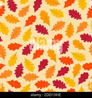 Elegante trendige ditsy Laub Textur Vektor wiederholende Muster bestehend aus Herbst Farbe Eichenblätter. Herbst Hintergrund Design am besten geeignet für Tapeten, Stock Vektor