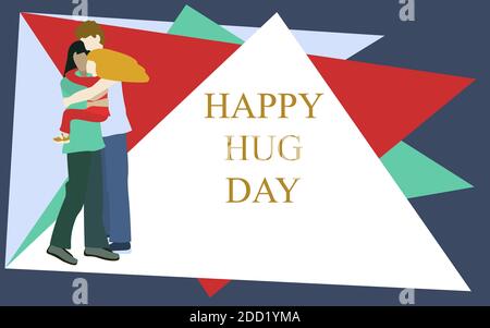 Frohe Familie. Bunte Vektor-Illustration für Banner, Flyer und Karte. Abstrakter Hintergrund. Speicherplatz kopieren. Happy Hug Day oder Ihren Text. Stock Vektor