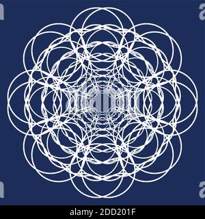 Das weiße Schneeflocken-Symbol ist vor einem blauen Hintergrund isoliert. Symbol für Schnee, Urlaub, Kälte, Frost. Design-Element für den Winter. Stock Vektor