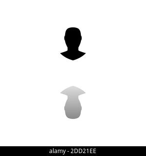 Avatar. Schwarzes Symbol auf weißem Hintergrund. Einfache Illustration. Symbol Für Flachen Vektor. Spiegelungsschatten. Kann in Logo, Web, Mobile und UI UX verwendet werden Stock Vektor