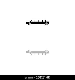 Limousine. Schwarzes Symbol auf weißem Hintergrund. Einfache Illustration. Symbol Für Flachen Vektor. Spiegelungsschatten. Kann in Logo, Web, Mobile und UI verwendet werden Stock Vektor