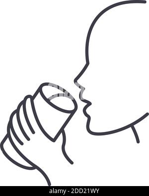 Getränk Flüssigkeiten Symbol, lineare isolierte Illustration, dünne Linie Vektor, Web-Design-Zeichen, Kontur Konzept Symbol mit editierbaren Strich auf weißem Hintergrund. Stock Vektor