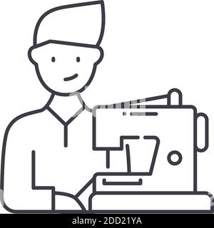 Dressmaker Symbol, lineare isolierte Illustration, dünne Linie Vektor, Web-Design-Zeichen, Kontur Konzept Symbol mit editierbaren Kontur auf weißem Hintergrund. Stock Vektor