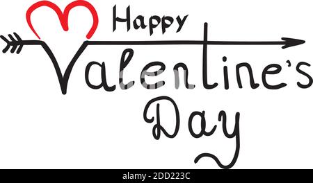 Happy Valentine's Day Schriftzug mit Herz. Zeitgenössische Kalligraphie. Handgeschriebene Vektorgrafik Stock Vektor