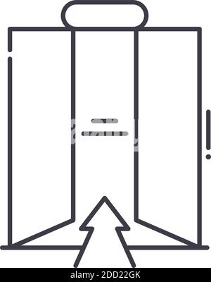 Entfliehen Sie Ihrem Komfort Symbol, lineare isolierte Illustration, dünne Linie Vektor, Web-Design-Zeichen, Kontur Konzept Symbol mit editierbaren Strich auf weiß Stock Vektor