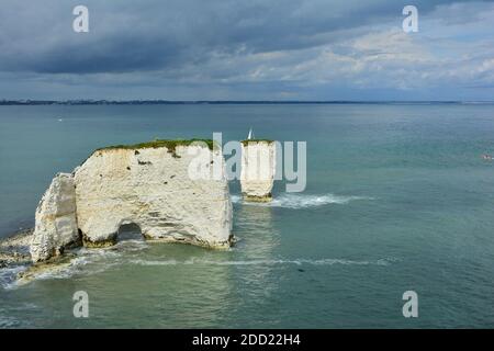 Old Harry Rocks, Handfast Point, Isle of Purbeck, Jurassic Coast, Dorset, Großbritannien Stockfoto