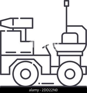 Kipper LKW-Symbol, lineare isolierte Illustration, dünne Linie Vektor, Web-Design-Zeichen, skizzieren Konzept-Symbol mit editierbaren Strich auf weißem Hintergrund. Stock Vektor