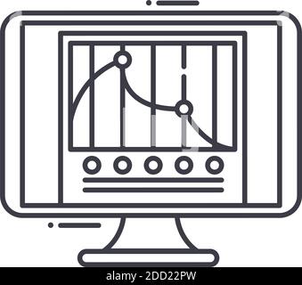 Equalizer Programm Symbol, lineare isolierte Illustration, dünne Linie Vektor, Web-Design-Zeichen, Kontur Konzept Symbol mit editierbaren Kontur auf weiß Stock Vektor