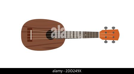 Ukulele isoliert auf weißem, musikalischem Instrument. Vektorgrafik Stock Vektor