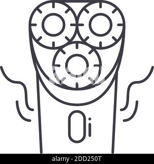Elektrorasierer Konzept Symbol, lineare isolierte Illustration, dünne Linie Vektor, Web-Design-Zeichen, Umriss Konzept Symbol mit editierbaren Strich auf weiß Stock Vektor