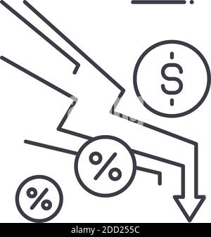 Ökonomische Abschreibung Symbol, lineare isolierte Illustration, dünne Linie Vektor, Web-Design-Zeichen, skizzieren Konzept Symbol mit editierbaren Strich auf weiß Stock Vektor