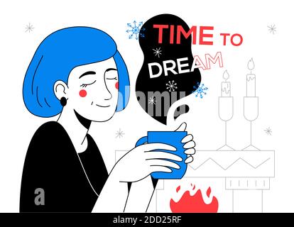 Zeit zum Träumen - moderne flache Design-Stil Illustration Stock Vektor