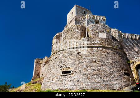 Festung Rocca Maggiore in Assisi, Italien Stockfoto