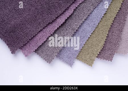 Helle Sammlung von gunny Textil- proben. Multicolor Stoff Textur Hintergrund. Stockfoto