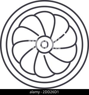 Motor-Fan-Symbol, lineare isolierte Illustration, dünne Linie Vektor, Web-Design-Zeichen, Kontur Konzept-Symbol mit editierbaren Strich auf weißem Hintergrund. Stock Vektor