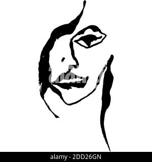 Abstrakt Mädchen portait gemalt von rohen trockenen Pinsel. Vektorgrafik. Stock Vektor