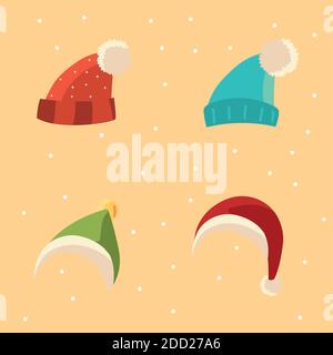 Set von Winterkleidung warme Accessoires Symbole Vektor-Illustration Stock Vektor
