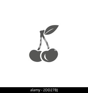 Schwarze Kirsche Früchte Vektor-Illustration. Kirsche Früchte Symbole. Stock Vektor