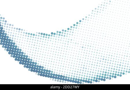 Abstrakte gepunktete graue blaue Welle mit Halbtoneffekt auf weißem Hintergrund. Vektorgrafiken Stock Vektor