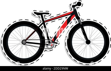 Rotes Mountainbike im weißen Hintergrund Icon Sticker- Vector Stock Vektor