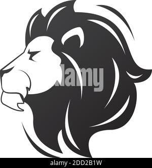 Kopf des Löwen König Profil monochrome Vektor Illustration Design Stock Vektor