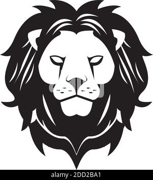 Kopf des Löwen König Vorderseite monochrome Symbol Vektor Illustration Design Stock Vektor