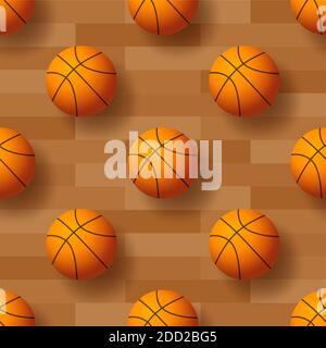 Nahtloses Muster mit Basketballball. Vektorgrafik. Ideal für Tapeten, Cover, Wrapper, Verpackung, Stoff, Textil-Design und jede Art von dec Stock Vektor