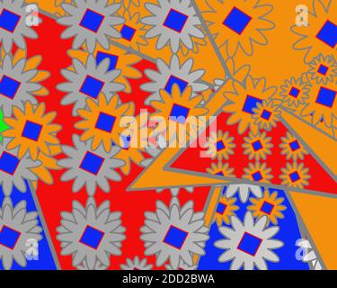 Bunte abstrakte Blumen Nahtloses Muster Stockfoto