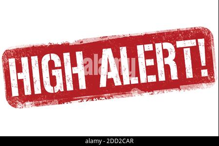 High Alert Grunge Gummistempel auf weißem Hintergrund, Vektorgrafik Stock Vektor