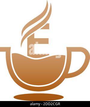 Kaffeetasse Symbol Design Buchstabe E Logo Konzept Stock Vektor