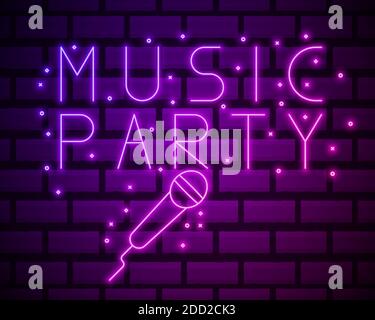 Neon Label Musik Karaoke Banner. Vorlage Design-Element. Vektorgrafik. Stock Vektor